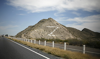 The letter "Z," painted on a hill in the state of Coahuila, refers to the Zetas drug cartel. (Reuters/Tomas Bravo)