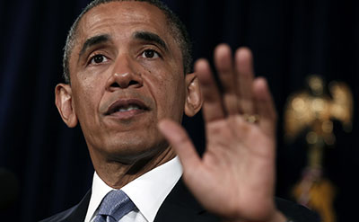 President Barack Obama defends NSA surveillance activities. (Reuters/Kevin Lamarque)