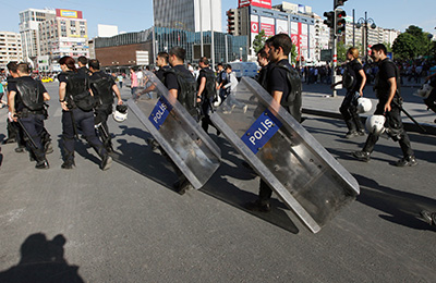 Violent clashes between police and protesters have led to the deputy prime minister issuing a veiled threat to impose Internet restrictions. (AP/Burhan Ozbilici)