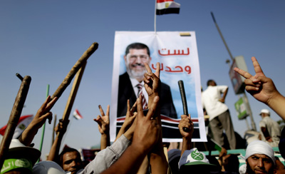 Authorities moved swiftly to shut down coverage of pro-Morsi events such as this rally in Cairo. (AP/Hassan Ammar)