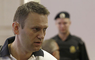 Aleksei Navalny attends his court hearing on July 2. (Reuters/Sergei Karpukhin)