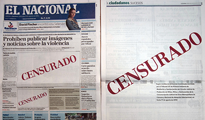Una edición de 2010 del diario El Nacional muestra la palabra 'Censurado' en su portada. (AFP/Juan Barreto)