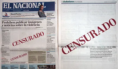Uma edição de 2010 do jornal El Nacional exibe a palavra 'Censurado' em sua capa. (AFP/Juan Barreto)
