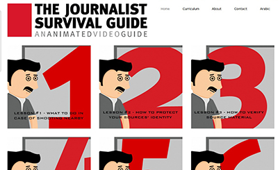 The home page of SKeyes' interactive 'Journalist Survival Guide.'