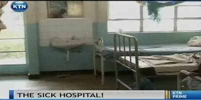 A screenshot of KTN's broadcast shows a room in the Bungoma District Hospital. The scandal is being referred to as 'The Sick Hospital.' (YouTube/KTN)