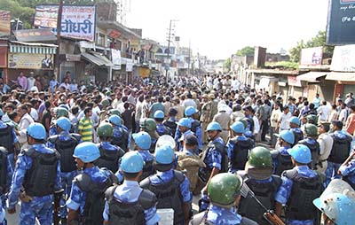 Security forces arrive in Muzaffarnagar following clashes between Hindus and Muslims. (AP)