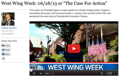 A Casa Branca produz o seu próprio noticiário curto, 'West Wing Week', sobre acontecimentos que os jornalistas nem sempre tinham conhecimento (CPJ)