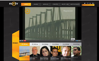 This screen shot shows EUTV's home page. (CPJ)