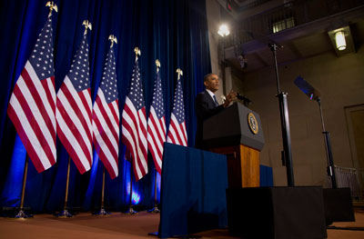 President Barack Obama talks about National Security Agency surveillance on January 17. (AP/Carolyn Kaster)