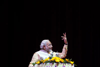 Narendra Modi is the prime ministerial candidate for India's opposition Bharatiya Janata Party in elections to be held in April. (AP/Tsering Topgyal)