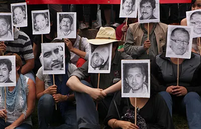 In late February, journalists protest the murder of their colleague, Gregorio Jiménez de la Cruz, and other journalists killed in Mexico. (AP/Marco Ugarte)
