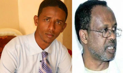 Yusuf Abdi Gabobe and Ahmed Ali have been charged with libel and jailed since Saturday. (Somaliland Journalists Association)