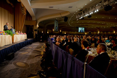 President Obama speaks during the White House Correspondents' Association dinner in Washington on May 3. (AP/Jacquelyn Martin)