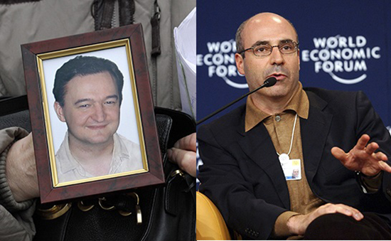 The 2009 death in prison of Russian lawyer Sergei Magnitsky, left, spurred a campaign launched by his friend, William Browder, right. The resulting law, the Sergei Magnitsky Rule of Law Accountability Act, requires the U.S. government to deny visas to and freeze the assets of any individuals deemed culpable in Magnitsky’s death. (Left: AP/Alexander Zemlianichenko. Right: AP/Virginia Mayo)