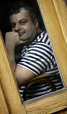 Tamás Bodoky, editor-in-chief of Atlatszo, which advocates for information access. (AFP/Peter Kohalmi)
