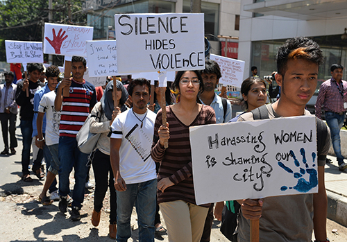 Students in Bangalore join a silent march against the government's ban on BBC documentary India's Daughter. (AFP/Manjunath Kiran)