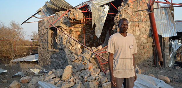 The rubble of a school bombed by the Sudanese government in 2012. To set up a news agency to cover the conflict, humanitarian worker Ryan Boyette used crowdfunding. (AP/Ryan Boyette)