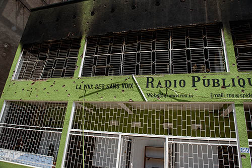 The damaged offices of African Public Radio, one of at least five Burundian stations attacked during violence over an attempted coup. (AFP/Jennifer Huxta)