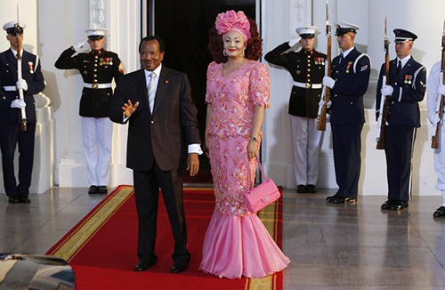 President Paul Biya and his wife, Chantal, at the U.S.-Africa Leaders Summit in Washington, D.C. in 2014. Cameroon's government is seen by some journalists as being sensitive to criticism. (Reuters/Larry Downing)