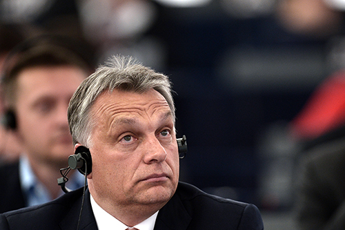Viktor Orbán at a European Parliament debate about Hungary in May. His government has brought in a law that will make it harder for journalists and others to make Freedom of Information Act requests. (AFP/Frederick Florin)