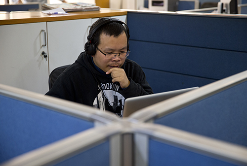 Li Xin talks to the AP over Skype in November. The journalist, who says he worked as an informant for Chinese authorities, went missing on January 10. (AP/Saurabh Das)