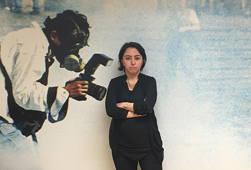 Sevgi Akarçeşme, pictured in CPJ's New York office, lost her job as editor-in-chief of Today's Zaman after the takeover, and receives harassing messages on social media. (CPJ/Kamal Singh Masuta)