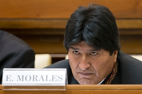 Bolivian President Evo Morales attends a conference at the Vatican, April 15, 2016. (AP/Andrew Medichini)