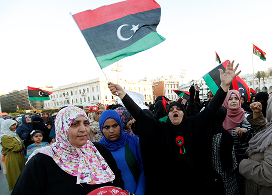 Demonstrators in Tripoli's Martyrs' Square protest what they say is French military intervention in Libya, July 22, 2016. (Reuters/Ismail Zeitouni)