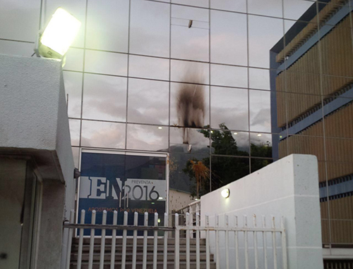 The damaged offices of El Nacional. Homemade explosives and excrement were thrown at the paper's Caracas offices this week. (El Nacional)