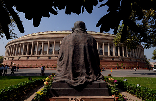 India's Parliament in New Delhi. A private members' bill to decriminalize defamation will be heard during its winter session. (AFP/Money Sharma)