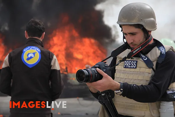 Osama Jumaa, a photographer and video journalist, was killed while covering the aftermath of a bombardment in Syria. (Images Live)