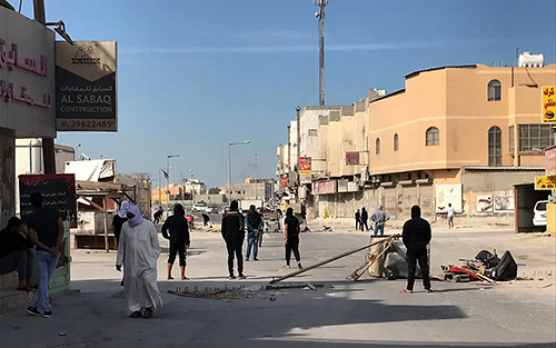 Protesters block a road in Bahrain on January 15 after authorities executed three men convicted of a deadly attack on police. (AP)