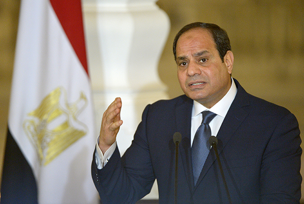 Egypt's President Sisi, pictured in Cairo in March 2017, has declared a state of emergency and said the press needs to be more responsible. (AFP/Khaled Desouki)