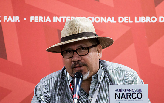 Javier Valdez Cárdenas, pictured at a book launch in November 2016. The Mexican journalist was killed in Sinaloa state May 15, 2017. (AFP/Hector Guerrero)