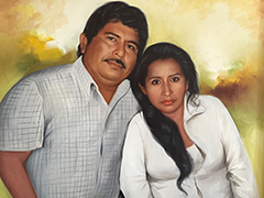 A painting of Gregorio Jiménez and his wife, Carmela. The journalist’s widow says she wants convictions to be made in her husband’s case. (CPJ/ Miguel Ángel Díaz)