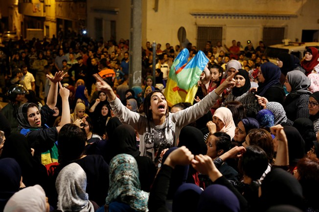 Demonstrators in Al-Hoceima, in northern Morocco's Rif region, protest on June 4, 2017. (Reuters/Youssef Boudlal)