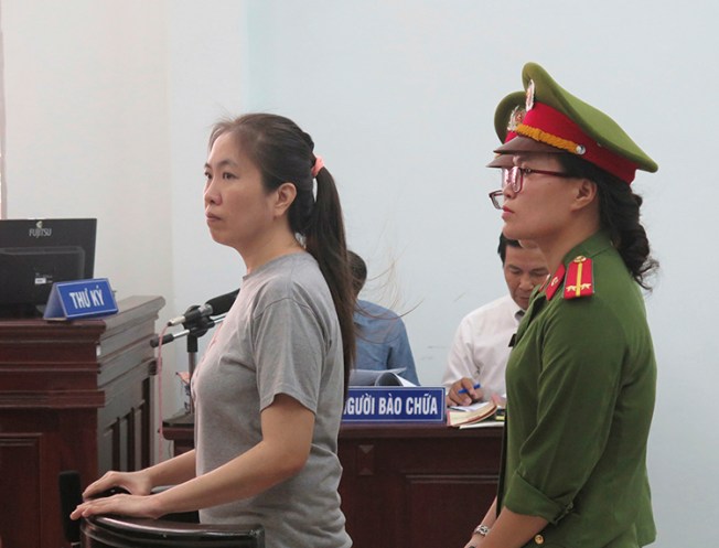 Nguyen Ngoc Nhu Quynh stands trial in Khanh Hoa, Vietnam, June 29, 2017. (Vietnam News Agency via AP)
