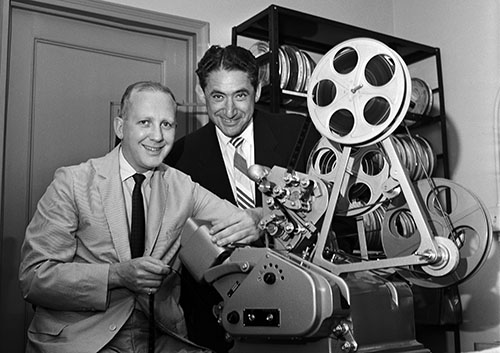 Burton Benjamin, left, with Isaac Kleinerman. (CBS via Getty Images)