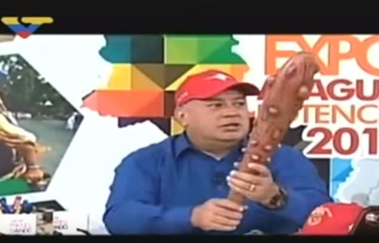 A screen shot shows Venezuelan lawmaker Diosdado Cabello on his program on state broadcaster VTV.
