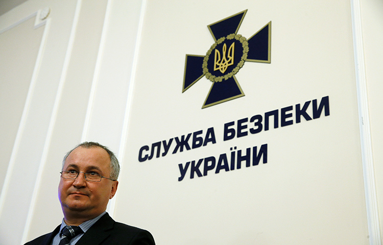 Ukraine's state security service (SBU) chief Vasily Gritsak speaks during a news conference in Kiev, Ukraine. The SBU said authorities have deported Russian journalist Anna Kurbatova and banned her from entering the country for three years.(Reuters/Valentyn Ogirenko)