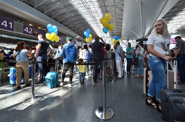 Boryspil airport in Kiev in June 2017. An Uzbek journalist living in exile, who was detained at a Kiev airport on September 20, could face extradition. (AFP/Sergei Supinsky)