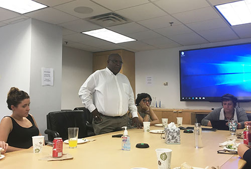 Swazi journalist Bheki Makhubu during a visit to CPJ in August. (CPJ)