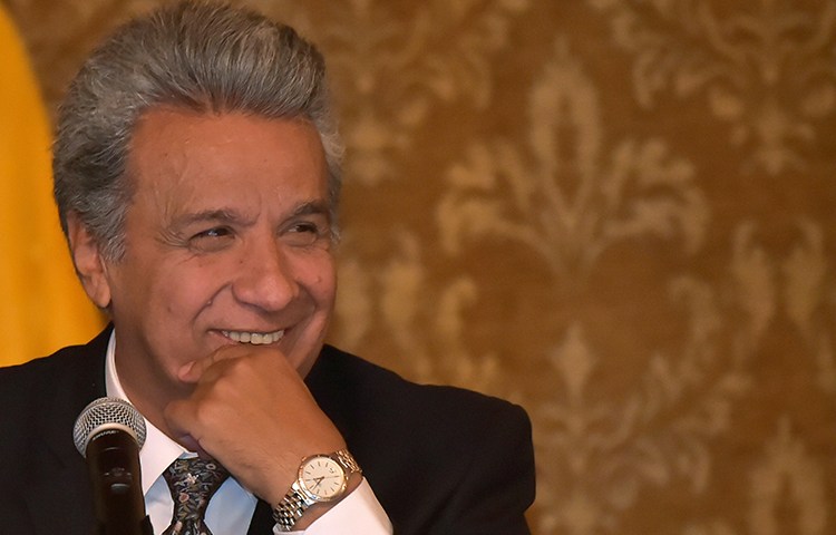 Ecuadoran President Lenín Moreno, pictured in Quito in October. The president is urging journalists to embrace their watchdog function. (AFP/Rodrigo Buendia)