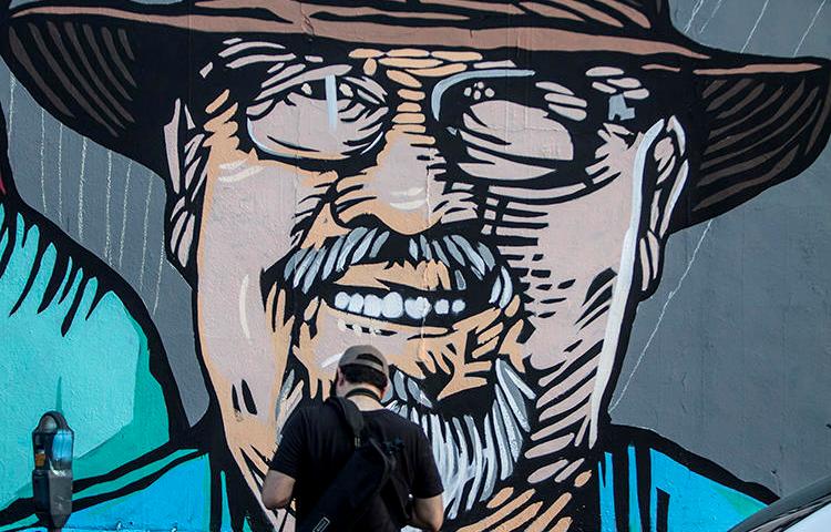 A mural in Monterrey of murdered Mexican journalist Javier Valdez Cárdenas. Mexico is the most deadly country in the Western hemisphere for journalists. (AFP/Julio Aguilar)