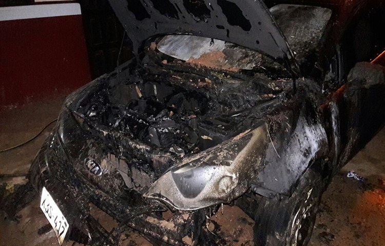 An attacker set fire to Juan Berríos Jiménez's car, pictured, in the early hours of January 6. (Juan Berríos Jiménez)