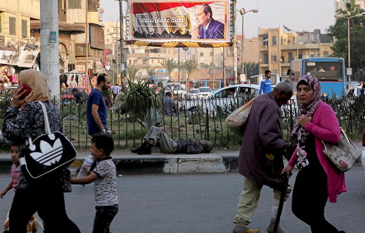 A poster, pictured in Cairo in October 2017, calls for President Abdel Fattah el-Sisi to run in elections. Egypt's March vote will be held while the state of emergency is still in place. (Reuters/Amr Abdallah Dalsh)