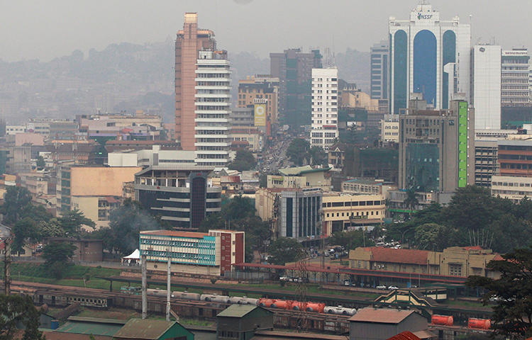 A general view shows the capital city of Kampala in Uganda, in July 2016. Five unidentified men dressed in military camouflage seized journalist Charles Etukuri outside the newspaper's office in Kampala on February 13, 2018. (Reuters/James Akena)