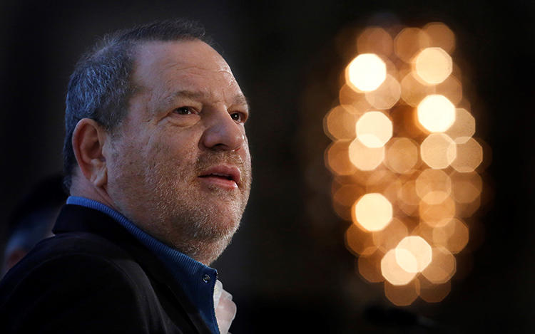 Harvey Weinstein speaks at a New York conference in December 2012. Allegations that Weinstein hired private investigators to try to kill negative stories highlight the methods some people use to try to censor the press. (Reuters/Carlo Allegri)