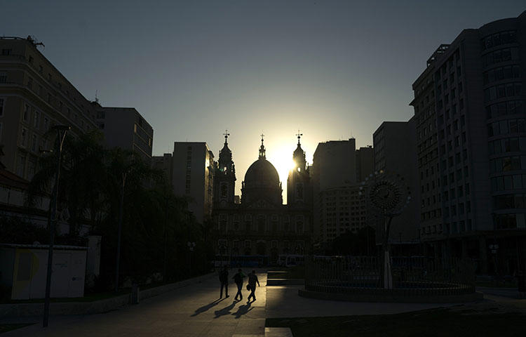 The Candelaria church at sunset in Rio de Janeiro, Brazil, on November 16, 2017. A Brazilian radio host was shot in a drive-by attack in Rondônia state on April 20, 2018, according to reports. (AFP/Leo Correa)