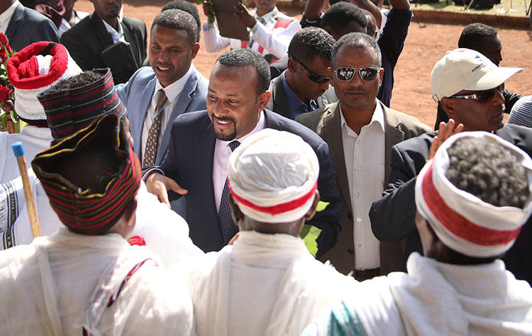 Ethiopian Prime Minister Abiy Ahmed arrives for a rally in the Oromia region in April, 2018. His government has allowed access to hundreds of websites that had been blocked in the country. (Reuters/Tiksa Negeri)